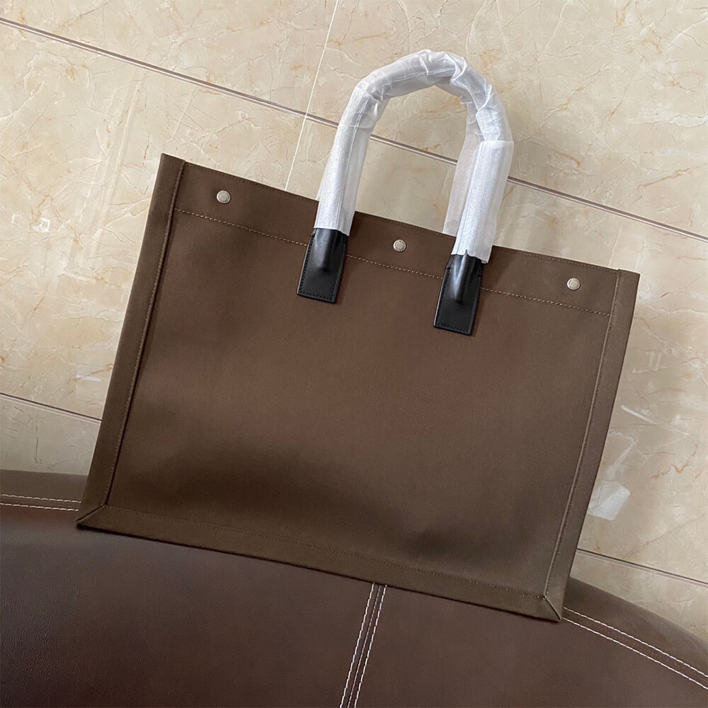 RIVE GAUCHE LARGE TOTE BAG IN PRINTED CANVAS AND LEATHER