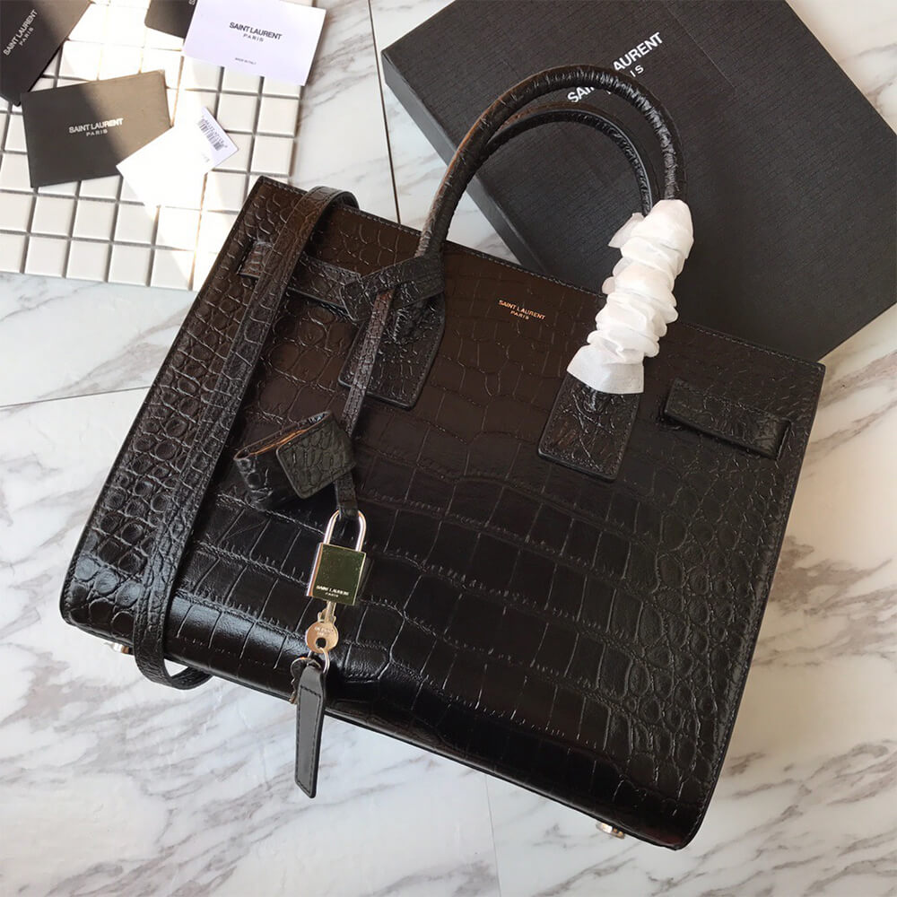 SMALL SAC DE JOUR IN MATTE EMBOSSED CROCODILE LEATHER