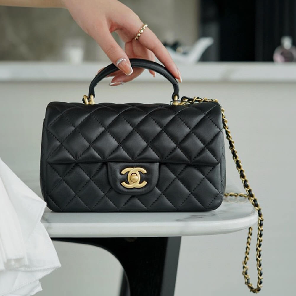 Ch**el Mini Flap with Top Handle(HIGH-END GRADE)