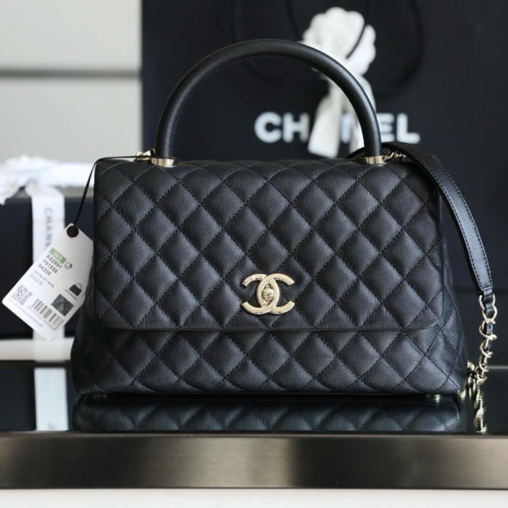 Ch**el LARGE FLAP BAG WITH TOP HANDLE(TAX-FREE GRADE)