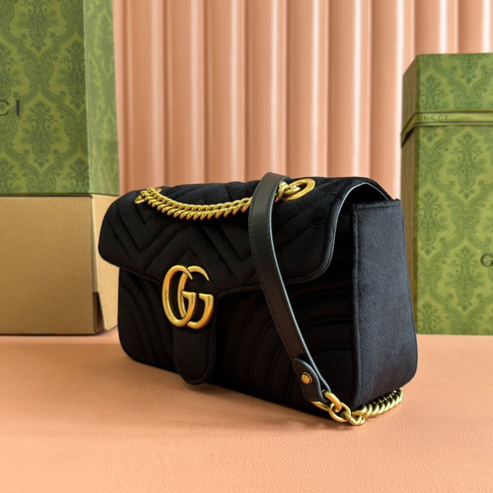 GG Velvet Small Marmont shoulder bag