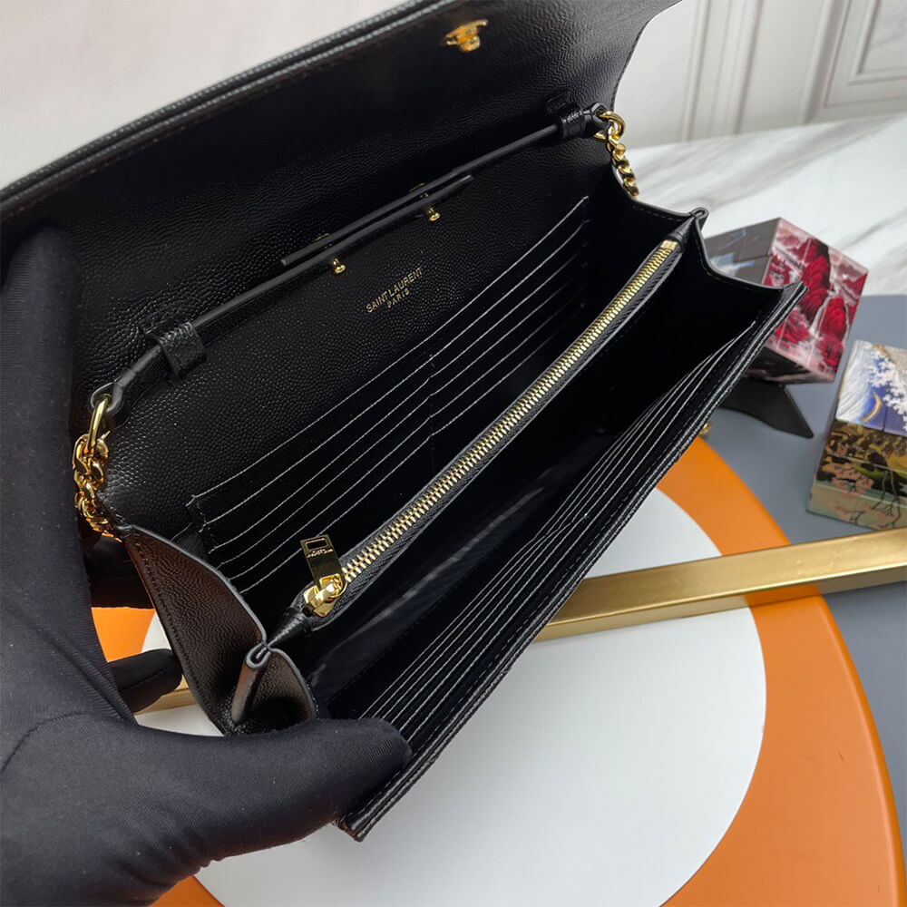 Y51 classic cassandre chain wallet in grain de poudre leather
