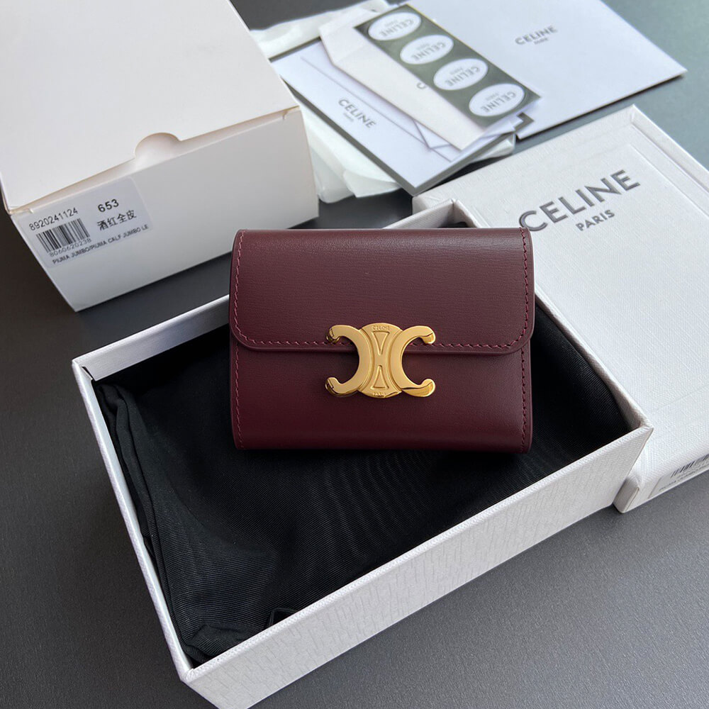Ce1i*e COMPACT WALLET WITH COIN TRIOMPHE IN SHINY CALFSKIN(HIGH-END GRADE)
