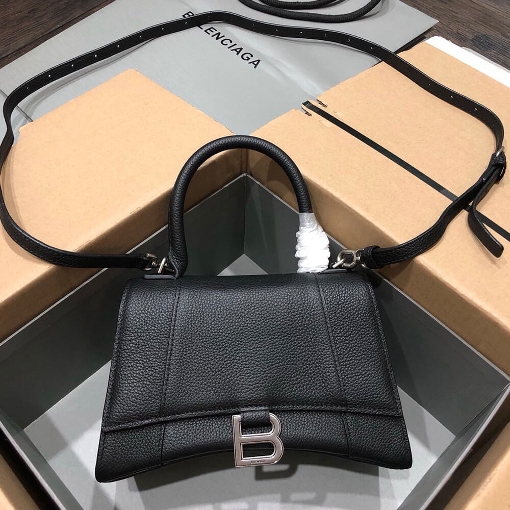 Ba1en*iaga Leather Black Small Hourglass Bag(HIGH-END GRADE)