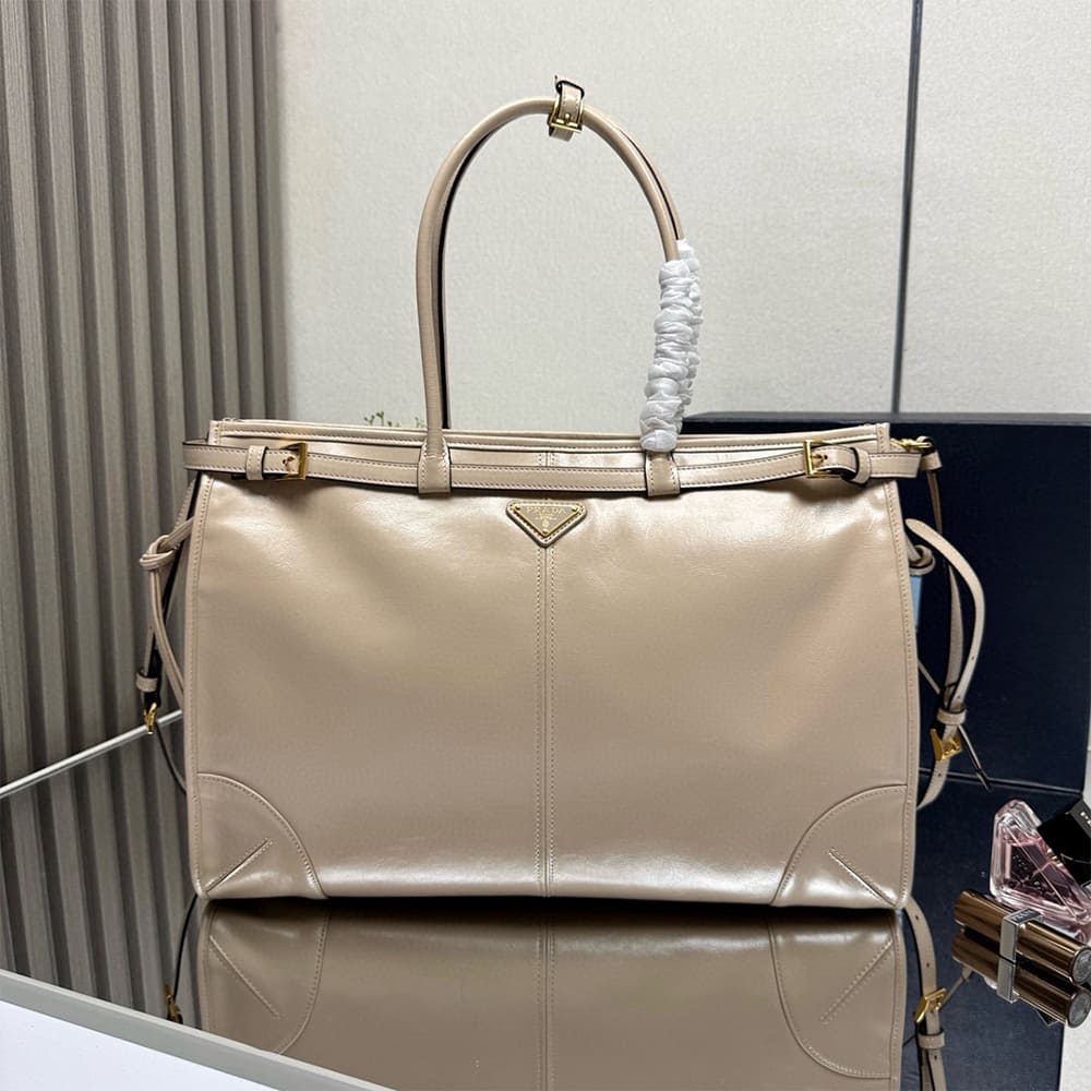 Pra*a Bonnie extra-large leather handbag(HIGH-END GRADE)