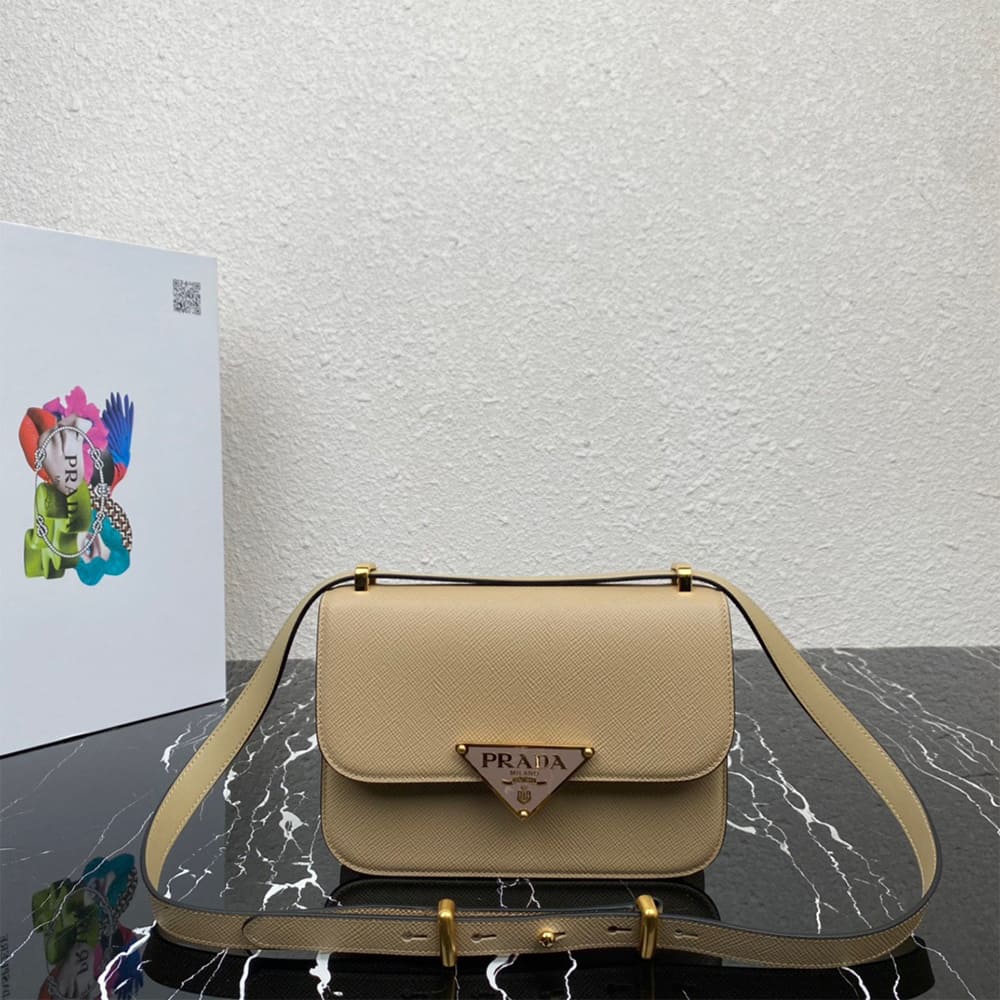 Pra*a Saffiano leather flap shoulder bag(HIGH-END GRADE)