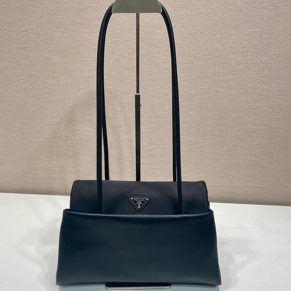 Pra*a Passage medium leather bag with Re-Nylon flap(HIGH-END GRADE)
