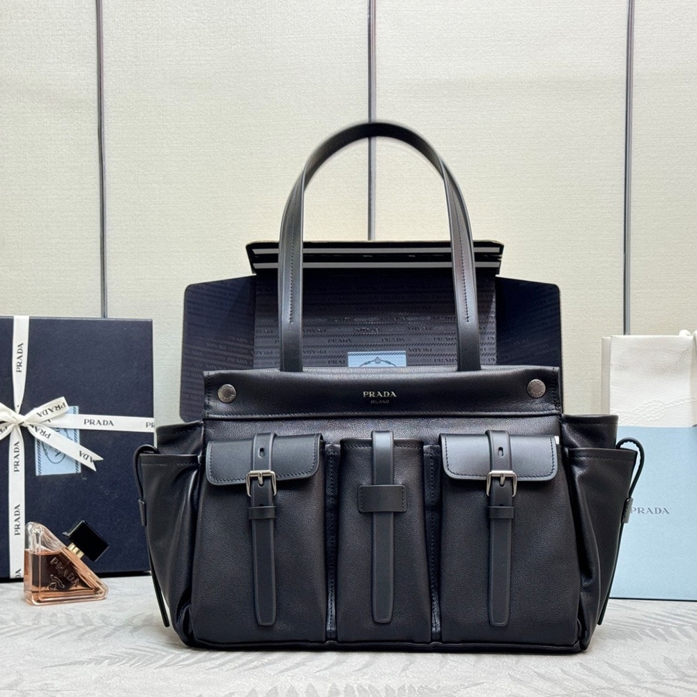 Pra*a Route large leather tote bag(HIGH-END GRADE)