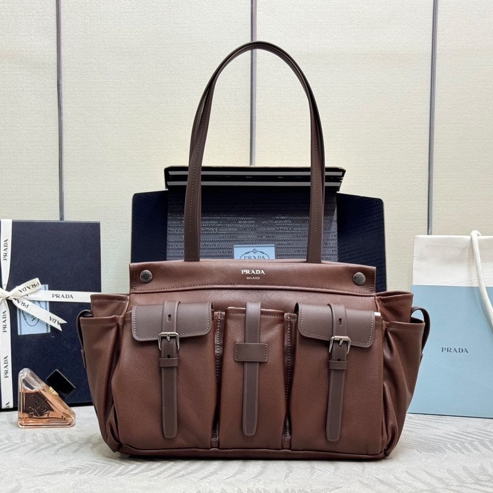 Pra*a Route large leather tote bag(HIGH-END GRADE)