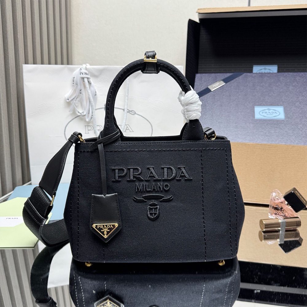 Pra*a Jardiniere small cotton canvas bag(HIGH-END GRADE)