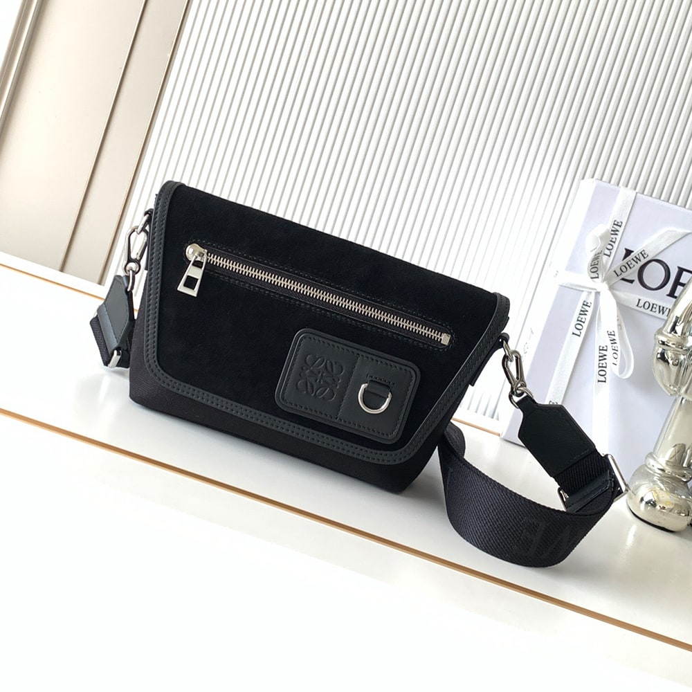 L0ew* Mini Flex messenger in canvas and suede (HIGH-END GRADE)